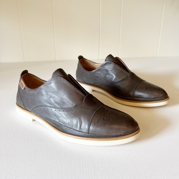 PIKOLINOS | Pyrgos Oxford Shoes Women Smoke Gray Leather Cap Toe Slip On Sz 7.5 - Picture 15 of 16